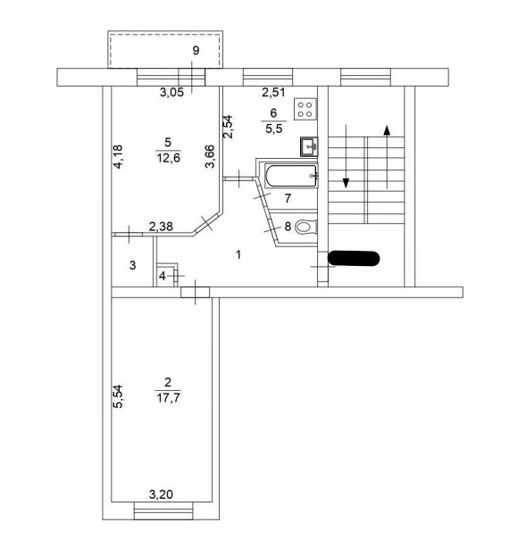 2-комн., 47.8 м², 5/5 этаж
