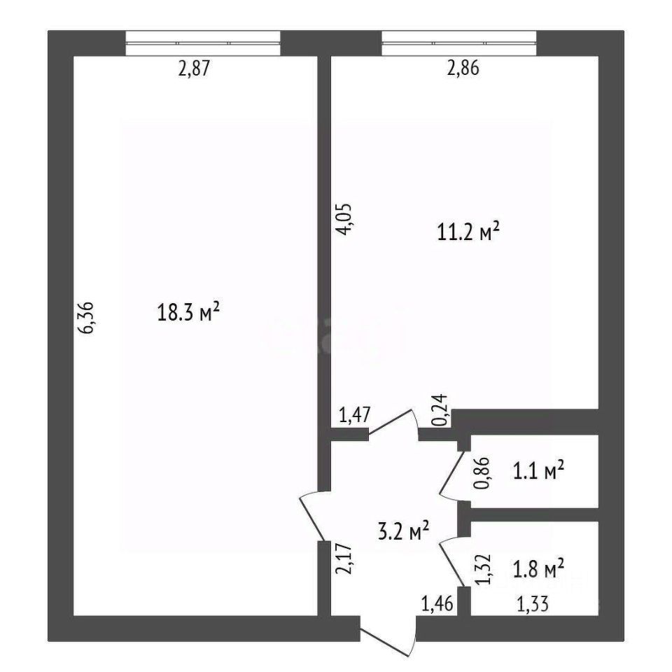 1-комн. квартира, 35.6 м2, 4/5 этаж
