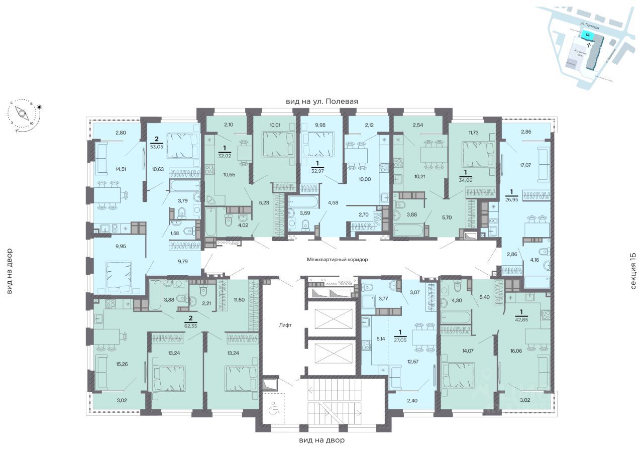Студия, 27.05 м², 13/23 этаж