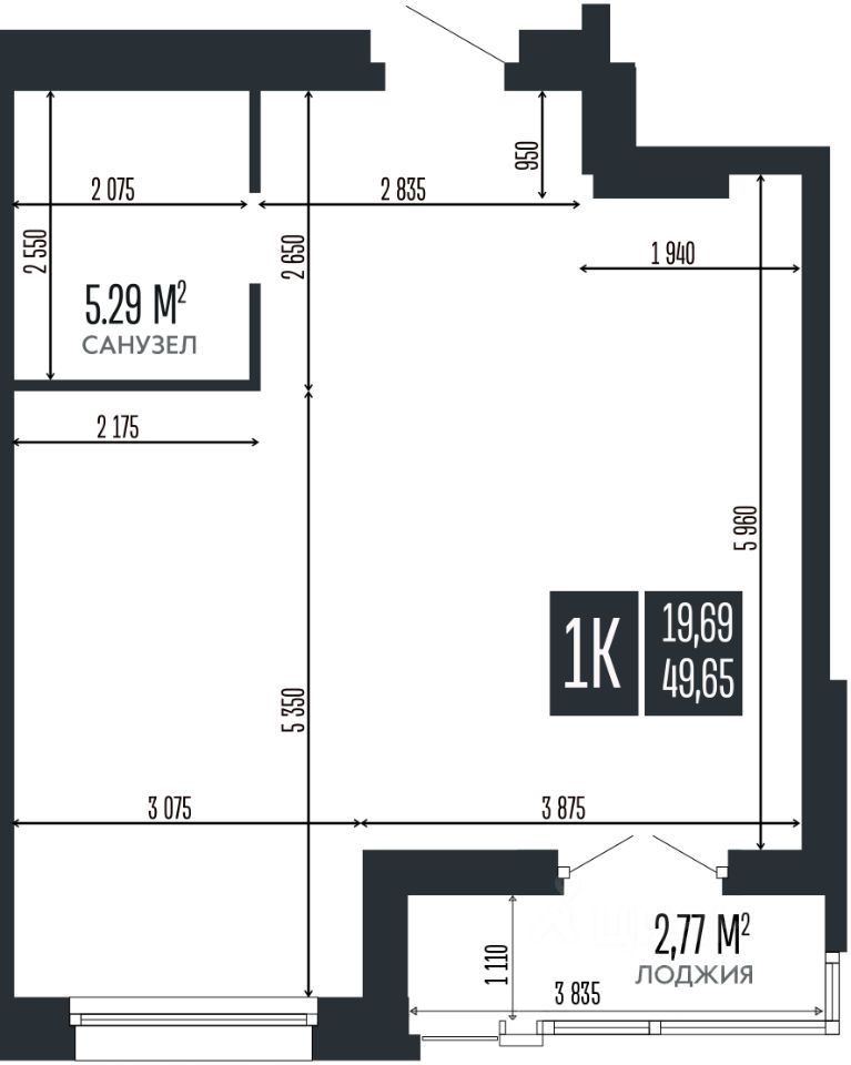 1-комн., 49.65 м², 13/15 этаж