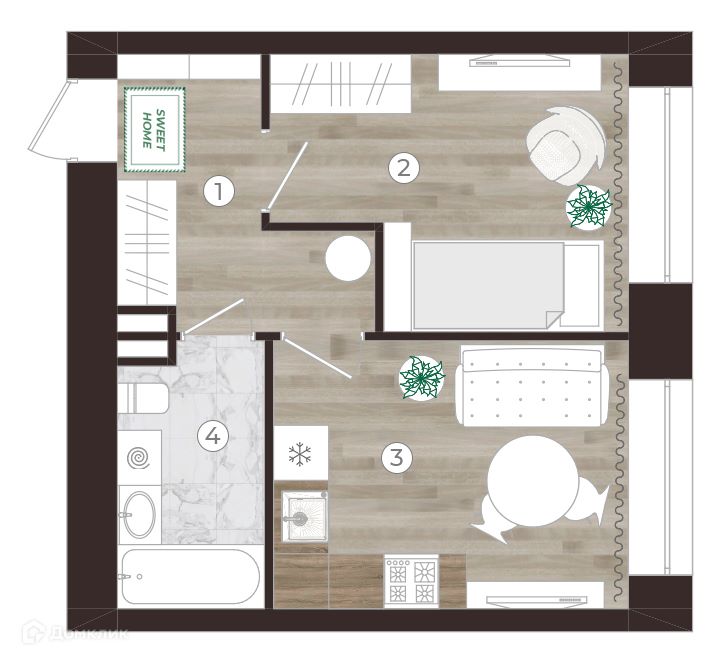 Студия, 17.3 м², 3/5 этаж