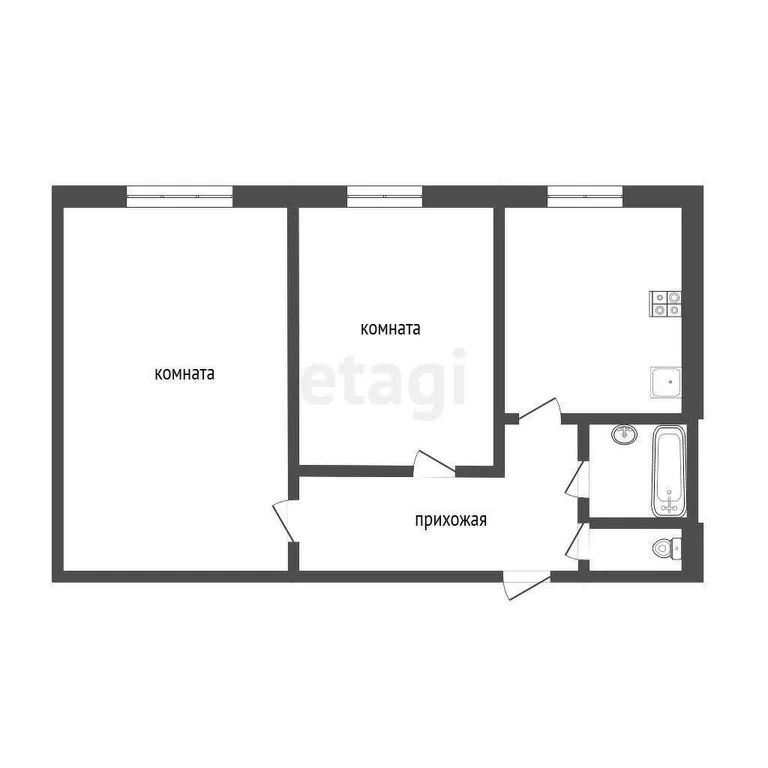 2-комн., 41.4 м², 2/5 этаж