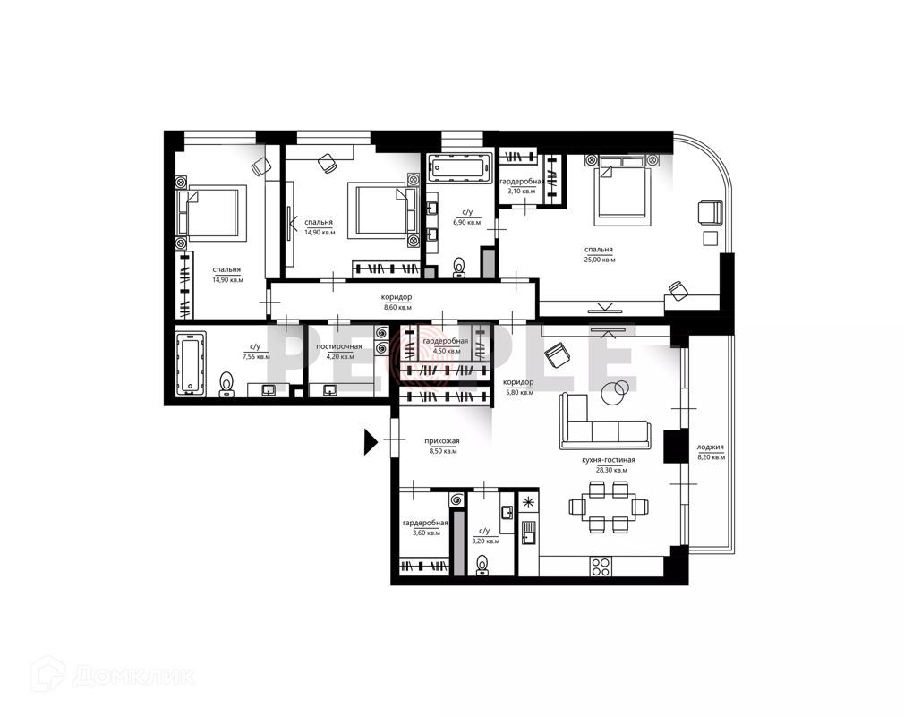 3-комн., 141 м², 21/23 этаж