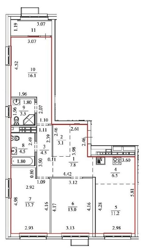 3-комн., 87.55 м², 17/27 этаж