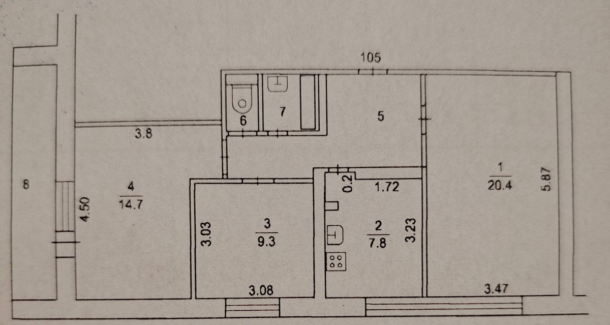3-комн., 64.6 м², 16/16 этаж