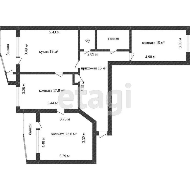 3-комн., 105 м², 12/22 этаж