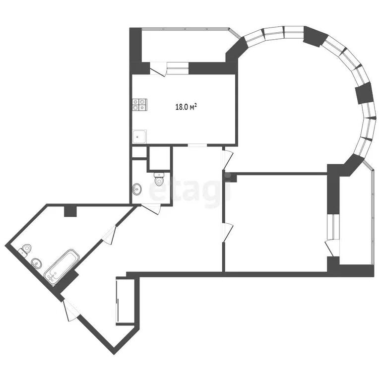 2-комн. квартира, 78.7 м², 9/20 этаж