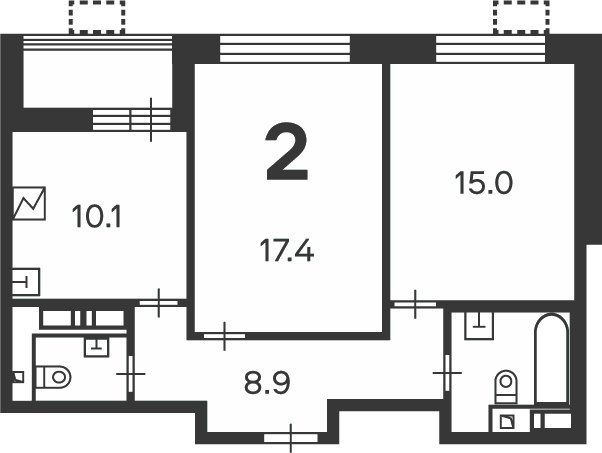 2-комн., 57.6 м², 5/16 этаж