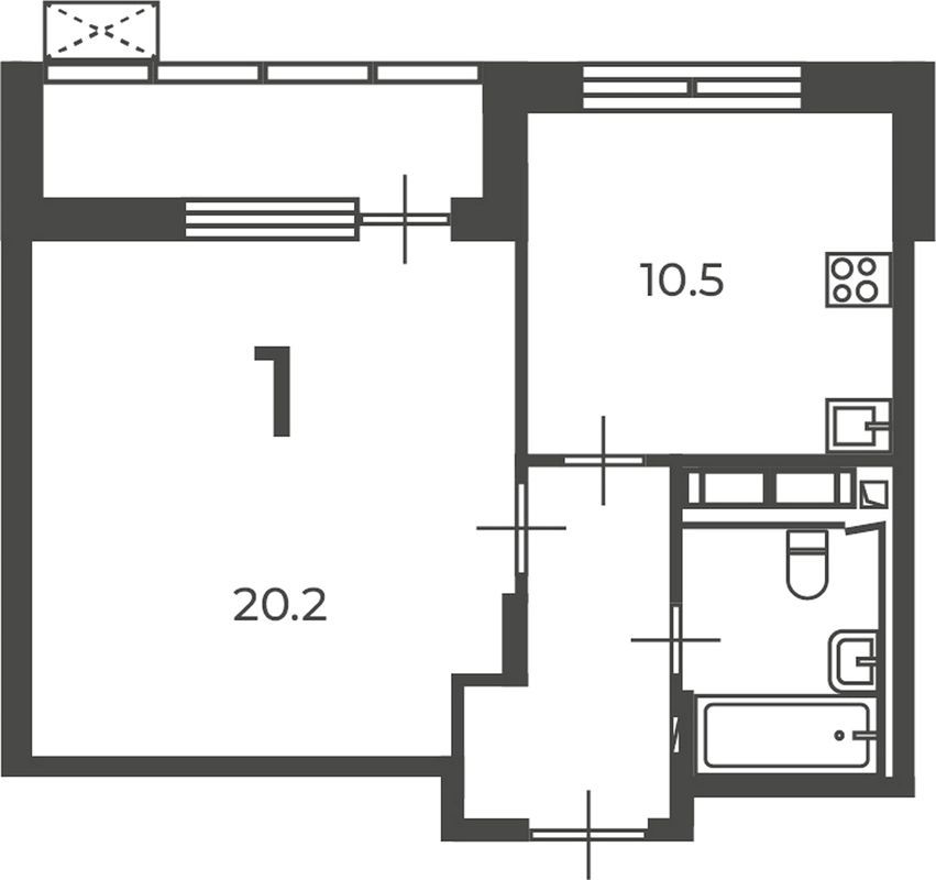 1-комн., 39.6 м², 8/13 этаж