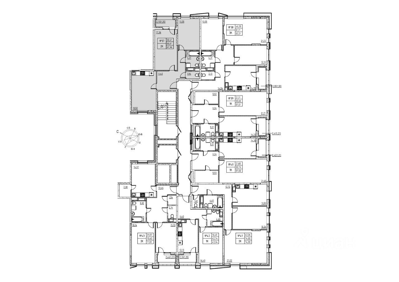 1-комн. квартира, 68 м2, 2/7 этаж