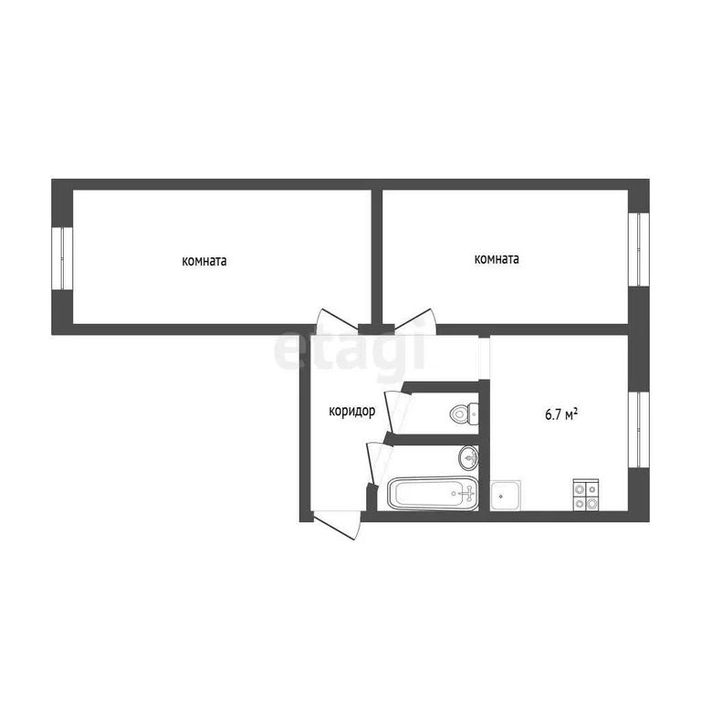 2-комн., 44.9 м², 1/5 этаж