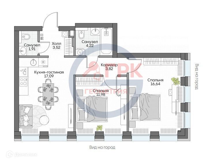 2-комн., 56.47 м², 5/16 этаж