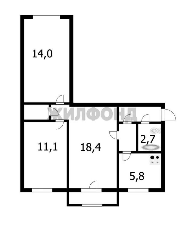 3-комн., 58 м², 5/5 этаж