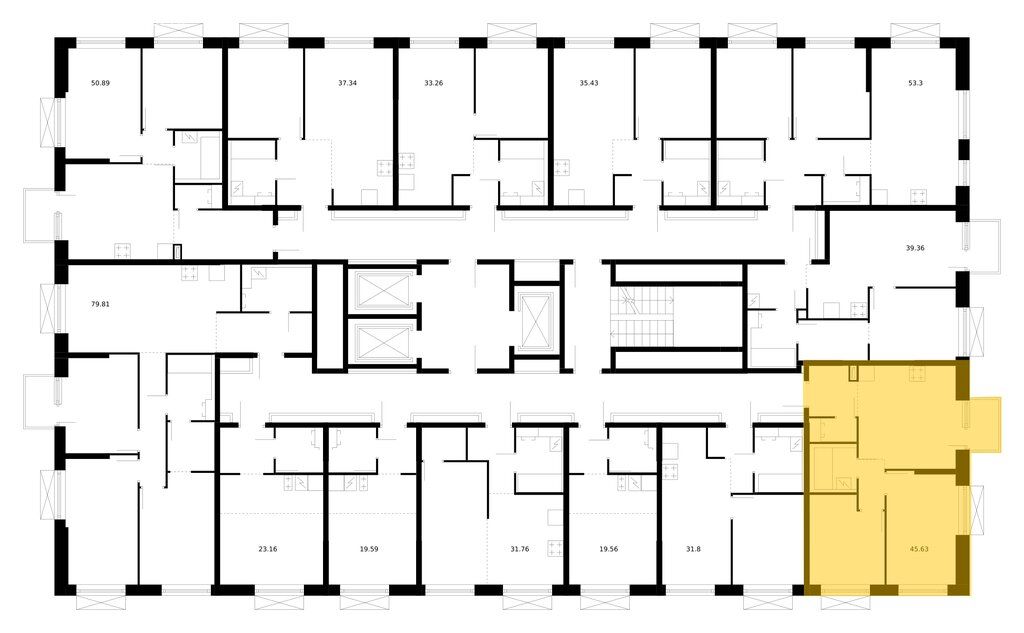 2-комн., 45.63 м², 21/24 этаж