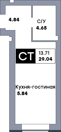 Студия, 29.9 м², 2/10 этаж