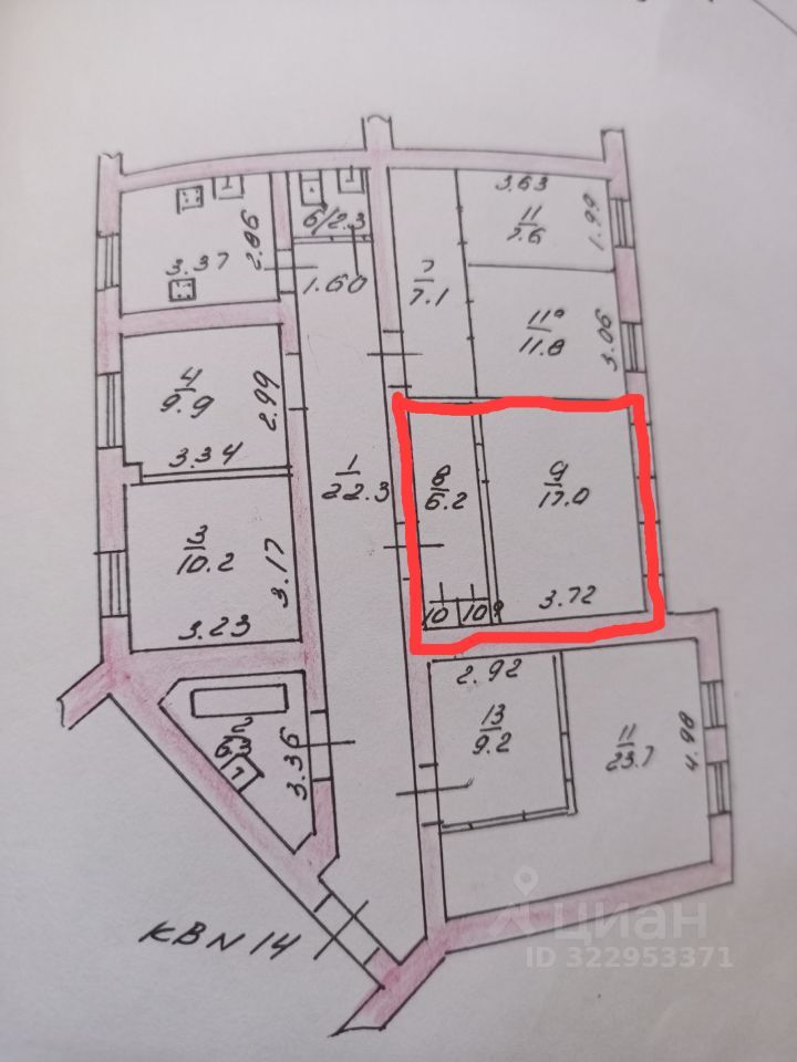 Комната в 4-комн. квартире, 24 м2, 3/3 этаж