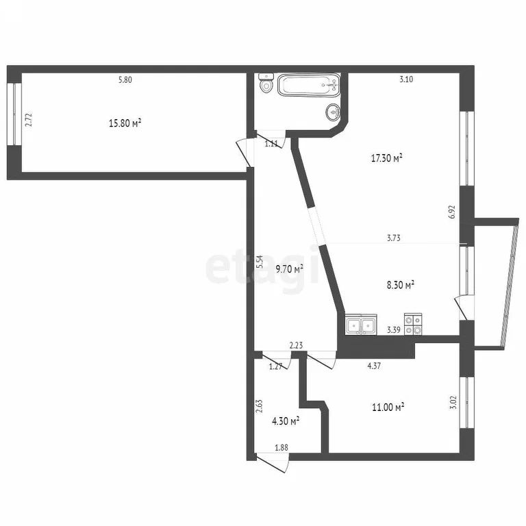 2-комн., 70.3 м², 2/9 этаж