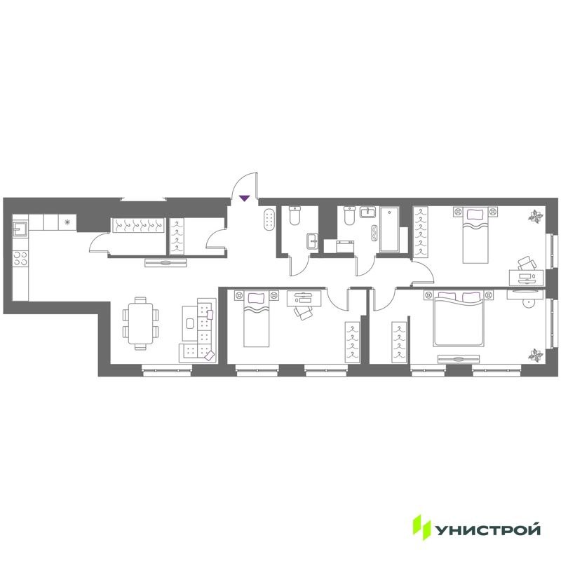 3-комн., 92.58 м², 5/11 этаж