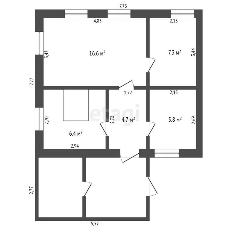 3-комн., 43.1 м², 1/1 этаж