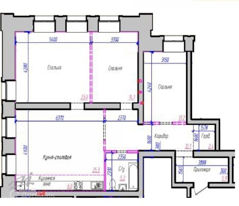 4-комн., 108.4 м², 1/2 этаж
