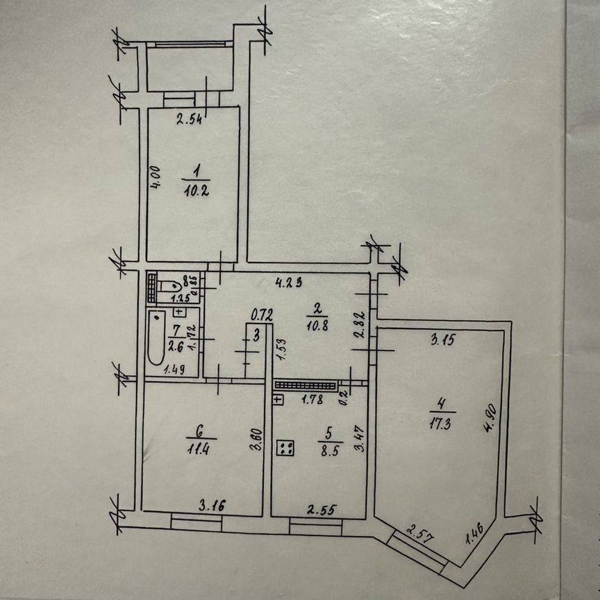 3-комн., 62.6 м², 2/5 этаж