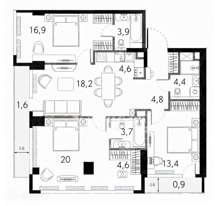 3-комн., 98 м², 11/46 этаж
