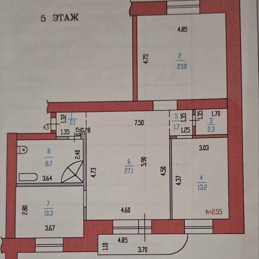 3-комн., 89.9 м², 5/10 этаж