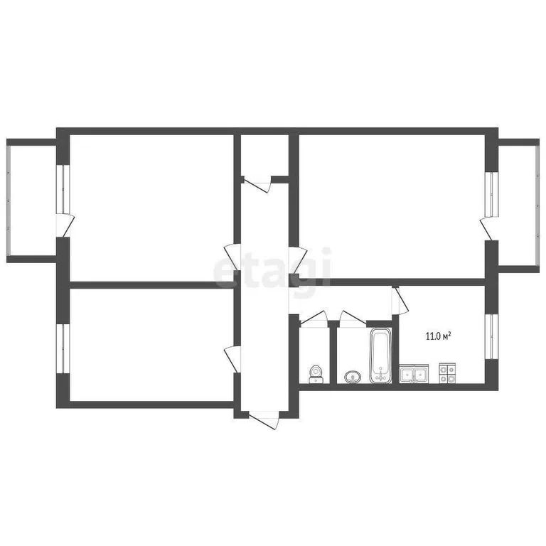 3-комн., 76.9 м², 4/5 этаж