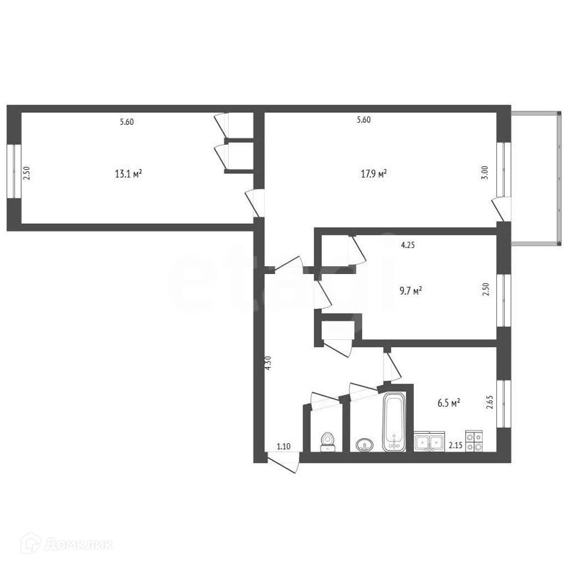 3-комн., 60 м², 3/5 этаж