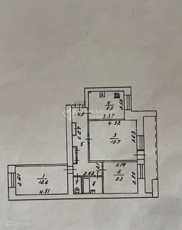 3-комн., 63.3 м², 9/9 этаж