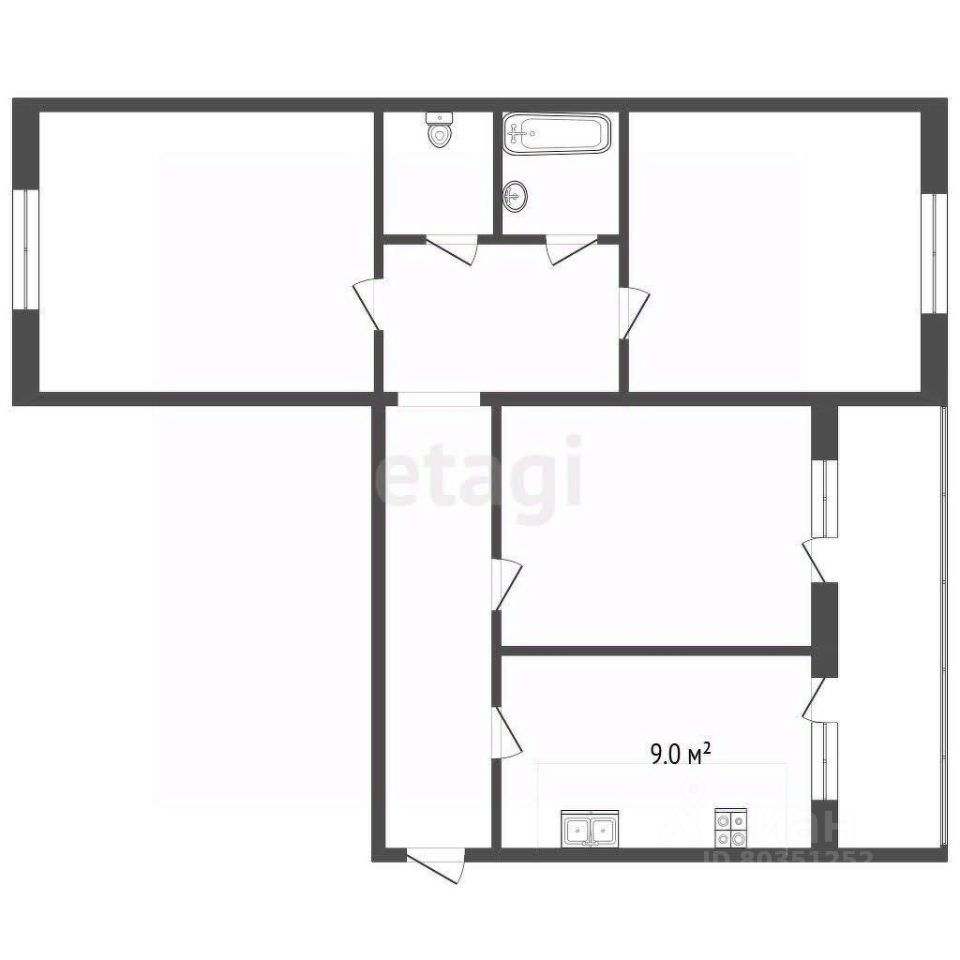 3-комн., 84.6 м², 6/9 этаж