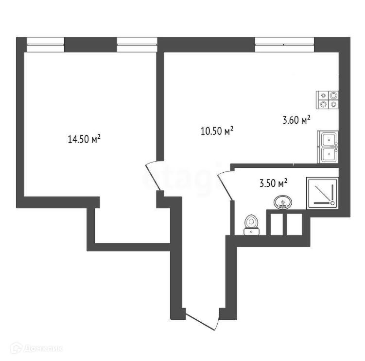 1-комн. квартира, 35.3 м², 9/58 этаж