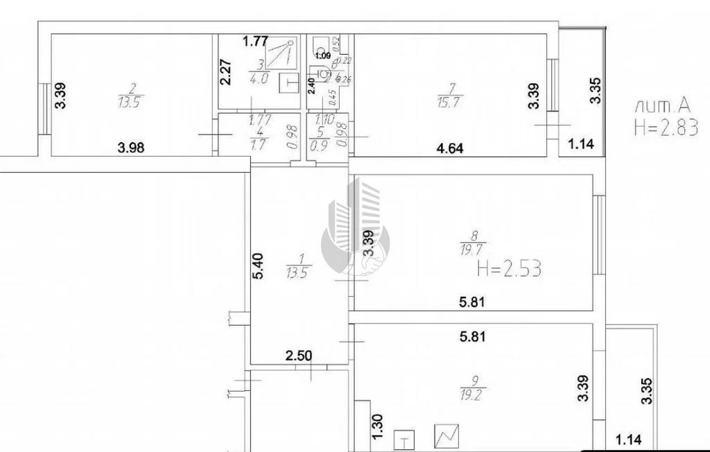 3-комн., 92 м², 2/12 этаж