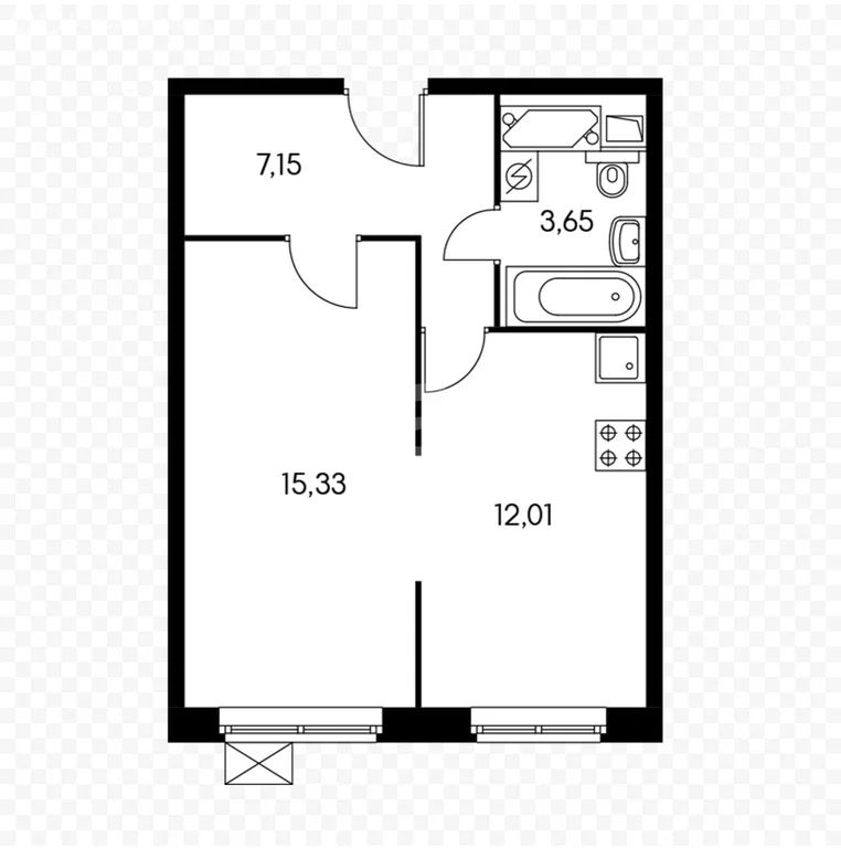 1-комн., 38 м², 2/3 этаж