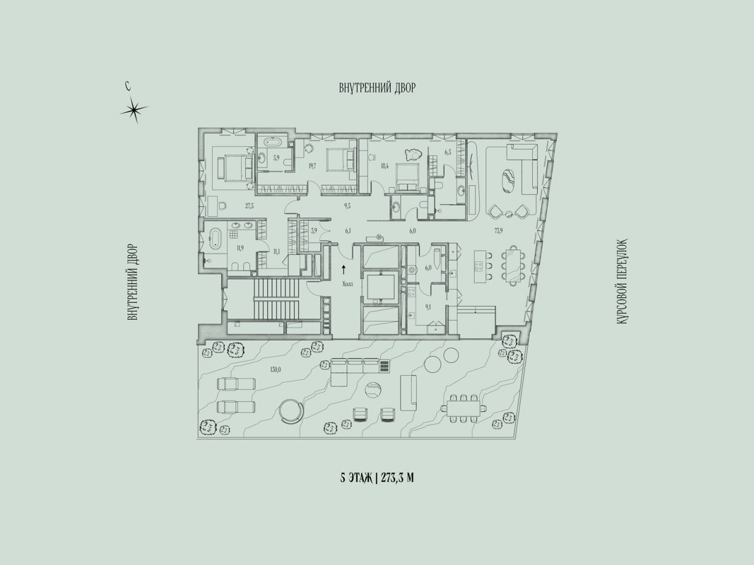 3-комн., 271.9 м², 5/9 этаж