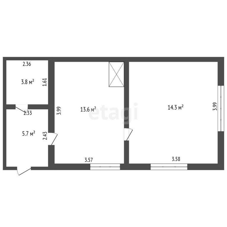 2-комн., 37.4 м², 1/2 этаж