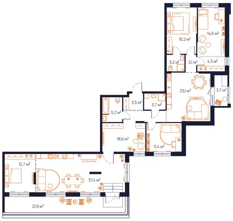 4-комн., Квартира в новостройке, 184.5 м², 18/19 этаж