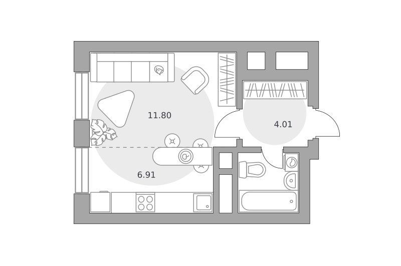 Студия, 25.98 м², 22/25 этаж