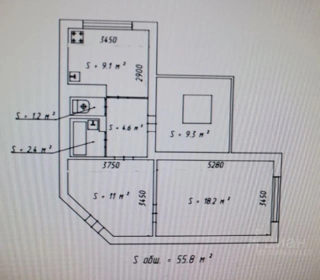 1-комн., 49.9 м², 1/6 этаж