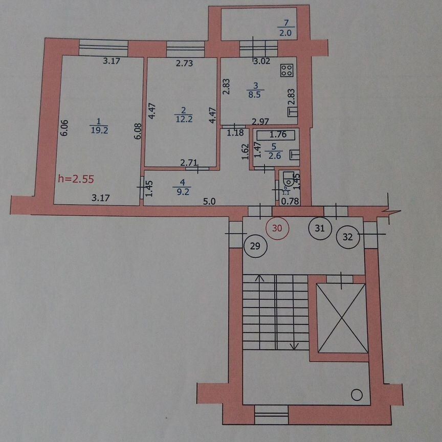 2-комн., 52.8 м², 9/9 этаж