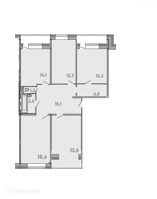 4-комн., 110 м², 5/6 этаж