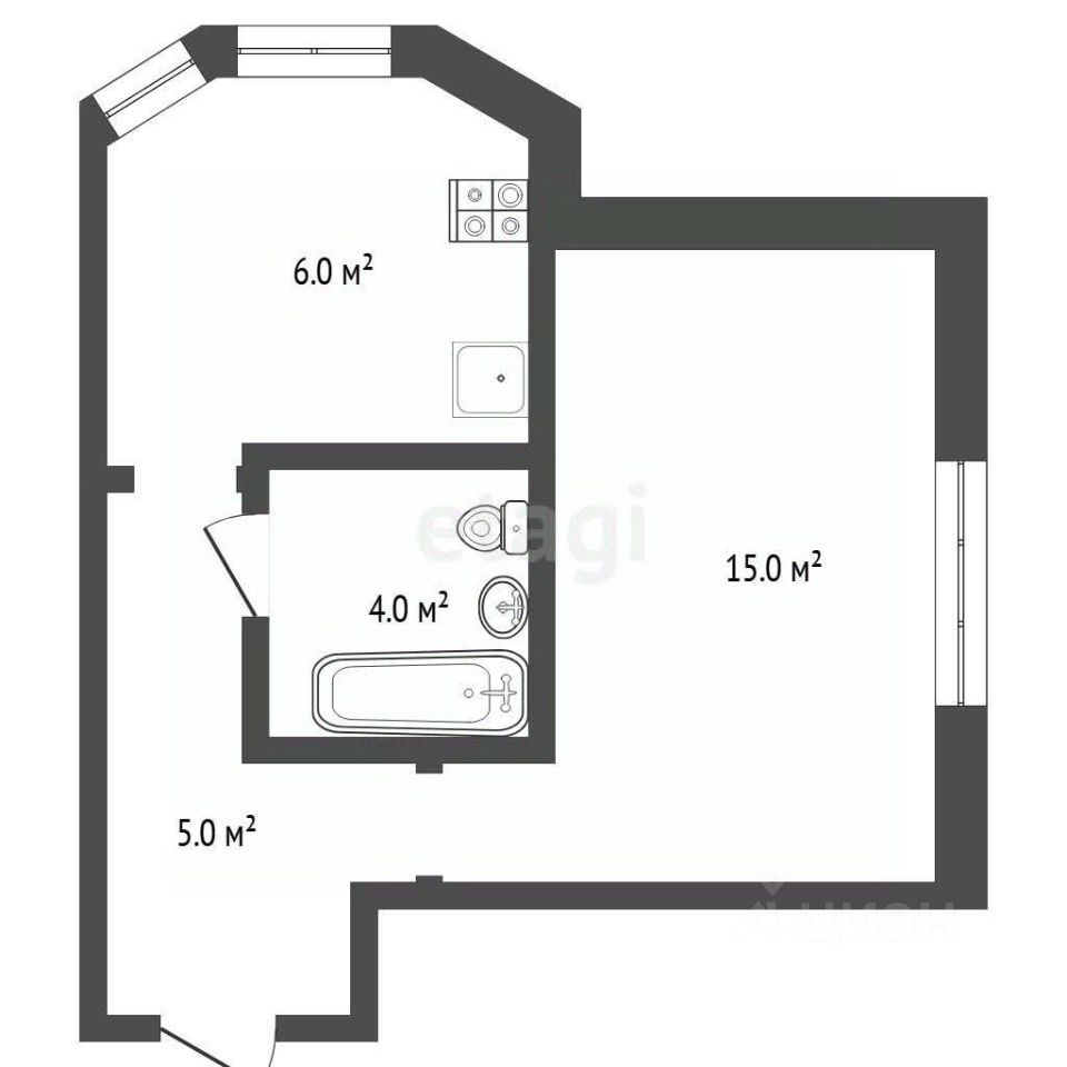 1-комн., 30.1 м², 3/3 этаж