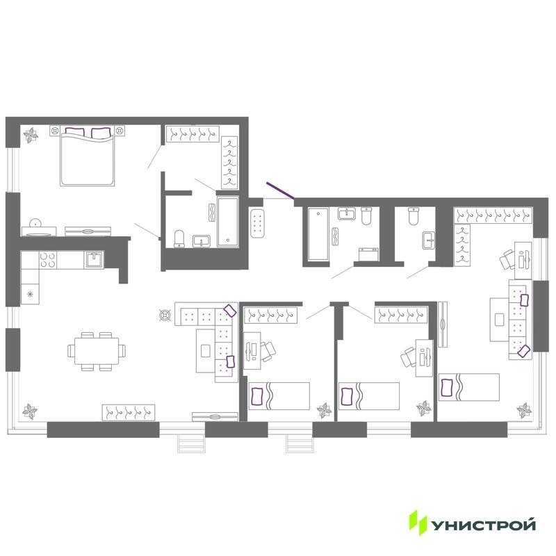 4-комн., 125.8 м², 25/27 этаж