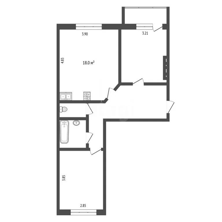 2-комн., 55.8 м², 1/9 этаж