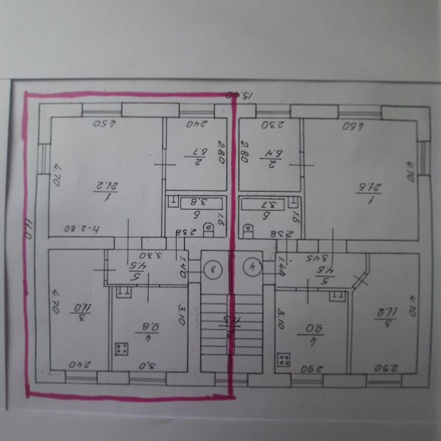3-комн., 57 м², 2/2 этаж