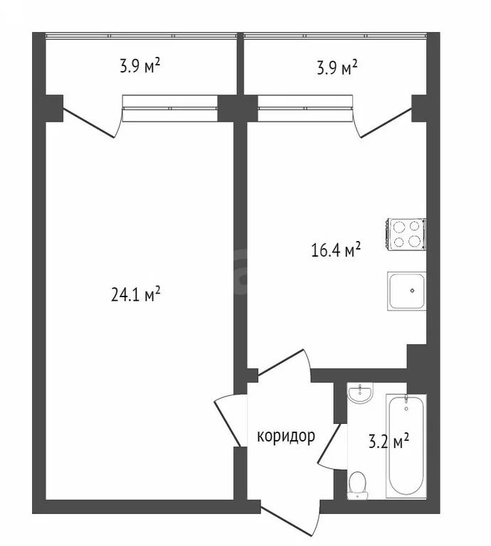 1-комн., 48 м², 9/17 этаж