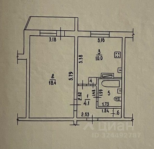 1-комн., 36.8 м², 5/5 этаж