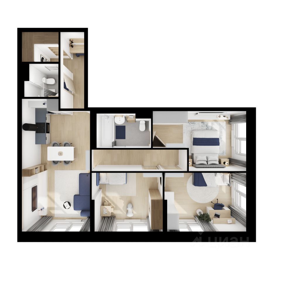 3-комн. квартира, 77.3 м2, 12/25 этаж