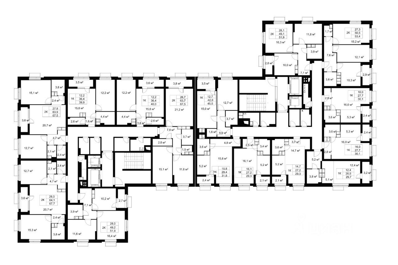 Студия, 29.3 м², 15/19 этаж