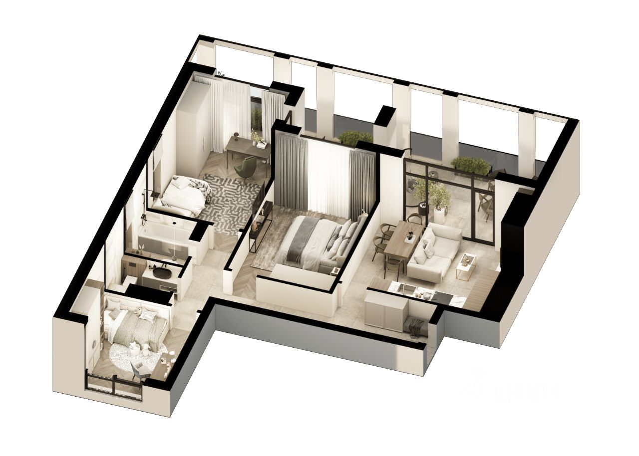 3-комн., 105.89 м², 2/7 этаж